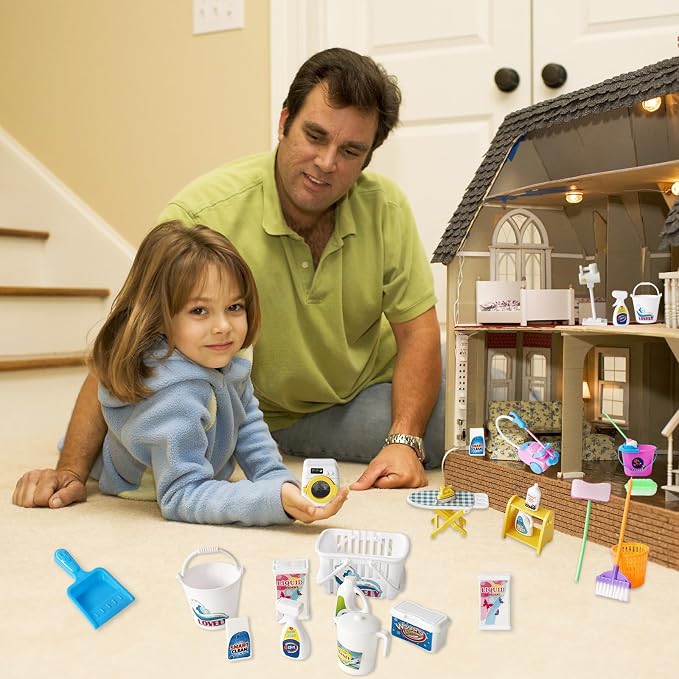 25 Pieces Miniature Doll Housework Cleaning Supplies, Mini Dollhouse - Image 6