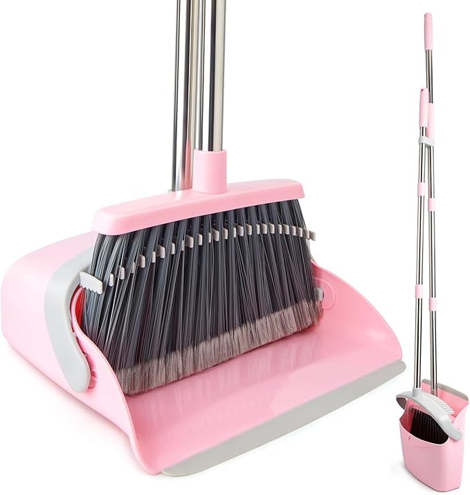 Broom and Dustpan Combo Set, Long Handle and Standing Dust Pan by Unknown