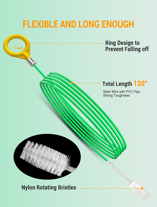 Auto Sunroof Cleaning Tool, 120 Inch Long Flexible Pipe Brush, Tube Cleaner - Image 2