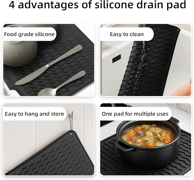 Dish drying mats for kitchen counter, Silicone dish drying mat, Heat resistant - Image 3