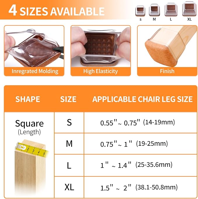 Ezprotekt 24 Pcs Clear Square Chair Leg Floor Protectors - Image 2