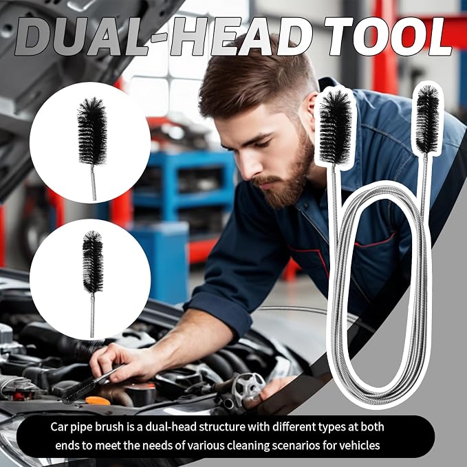 78" Long Flexible Car Drain Cleaning Brush, Stainless Steel/Nylon Pipe Cleaner - Image 4