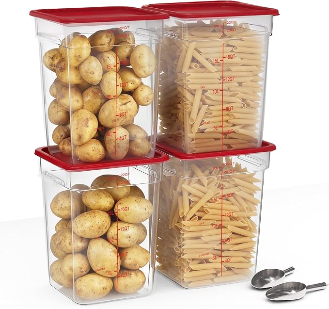 4 Pack 22 Quart Square Clear Food Storage Containers - Image 7