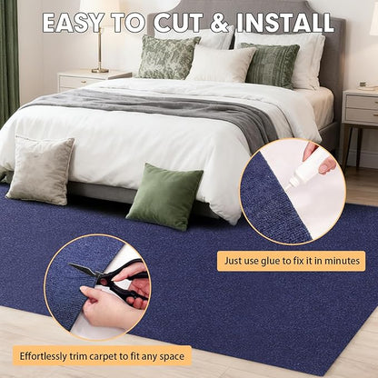 Marine Carpet,6 FT x 23 FT Deep Blue Indoor Outdoor Carpet 0.2" Thick Boat Carpet with Water-Proof TPE Backing, Non-Slide Outdoor Marine Carpet Roll for Home, Patio, Porch, Deck