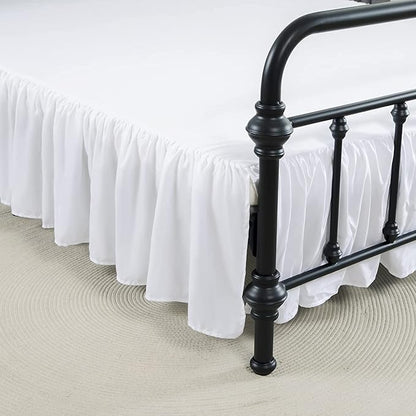 Bed Skirt Ruffled Bed Skirt with Split Corners, 18 Inch Drop Dust Ruffle Bed Skirts with Platform, White, King Size
