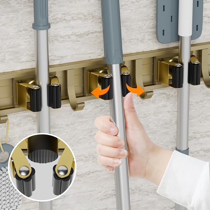 reliahom Broom Holder Wall Mount, 5 Racks - Image 4