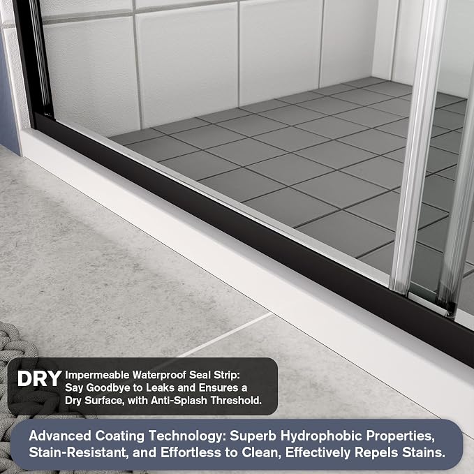 Bypass Glass Shower Door 56-60" W x 70" H - Image 6