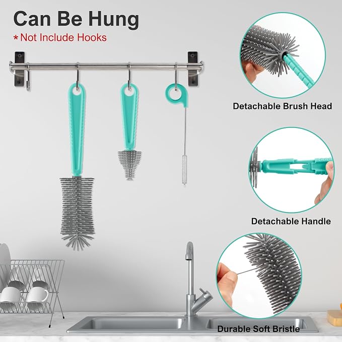 6 in 1 Bottle Brush Set, Bottle Cleaner Brush Kit - Image 5