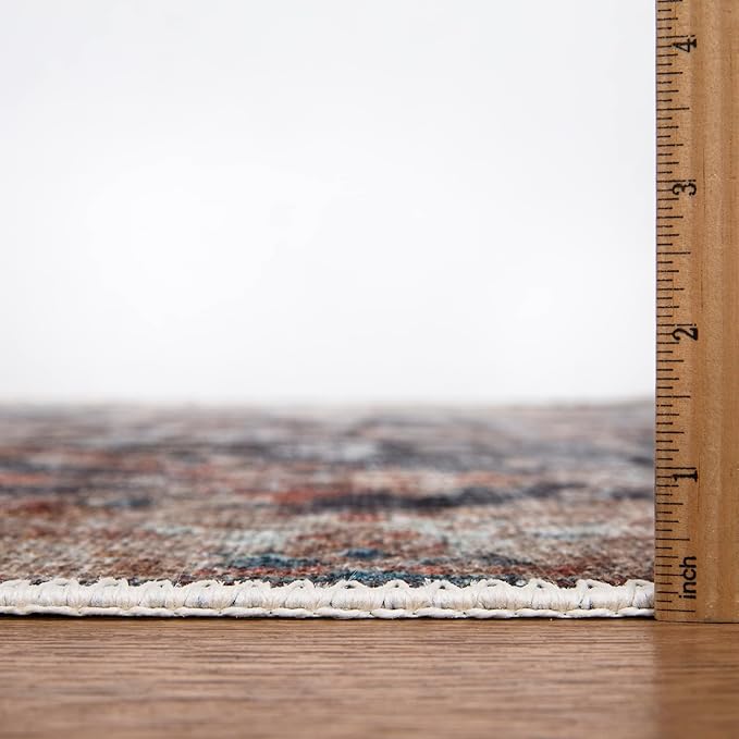 Bloom Rugs Washable Non-Slip 9' x 12' Rug - Orange/Black Traditional Area Rug for Living Room, Bedroom, Dining Room, and Kitchen - Exact Size: 9' x 12'