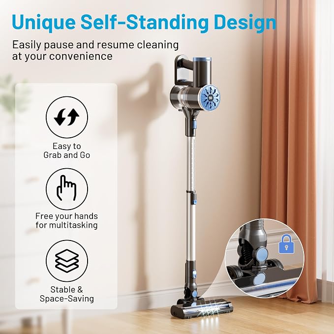 Cordless Vacuum Cleaner with Self-Standing, LED Screen Stick Vacuum Cleaners - Image 2