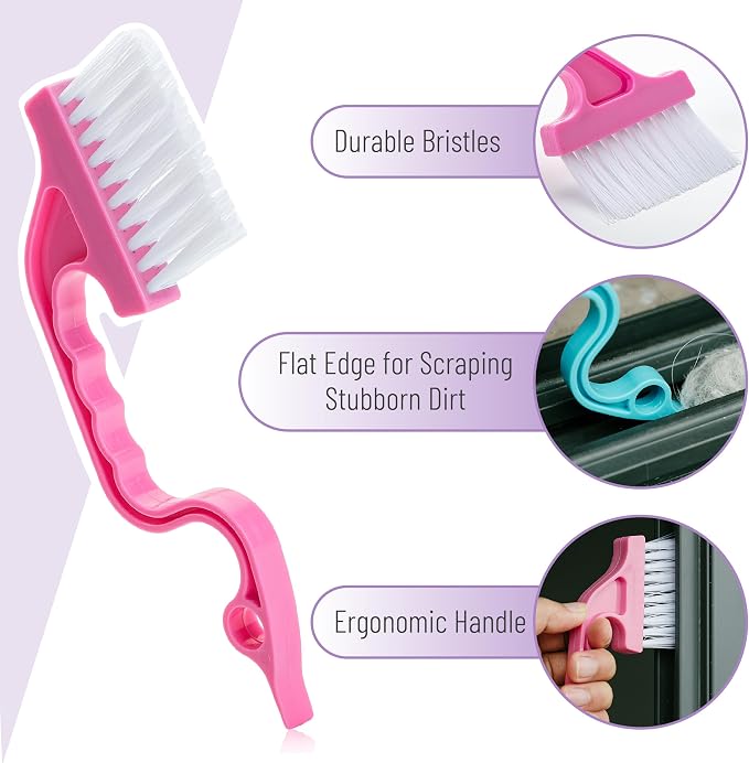 Slick- Window Track Cleaning Brush, 2 Pack, Built-in Scraper, Window Track - Image 3