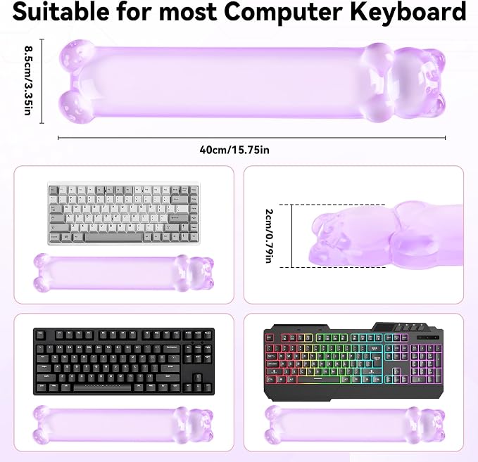 Clear Gel Keyboard Wrist Rest, Bear-Shape Wrist Rest, Ergonomic Wrist Rest - Image 2