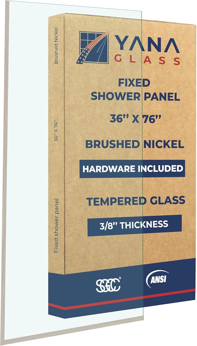 Fixed Glass Shower Wall Panel, 10mm Thick Glass Door 36" x 76", Frameless by YanaGlassandMirror