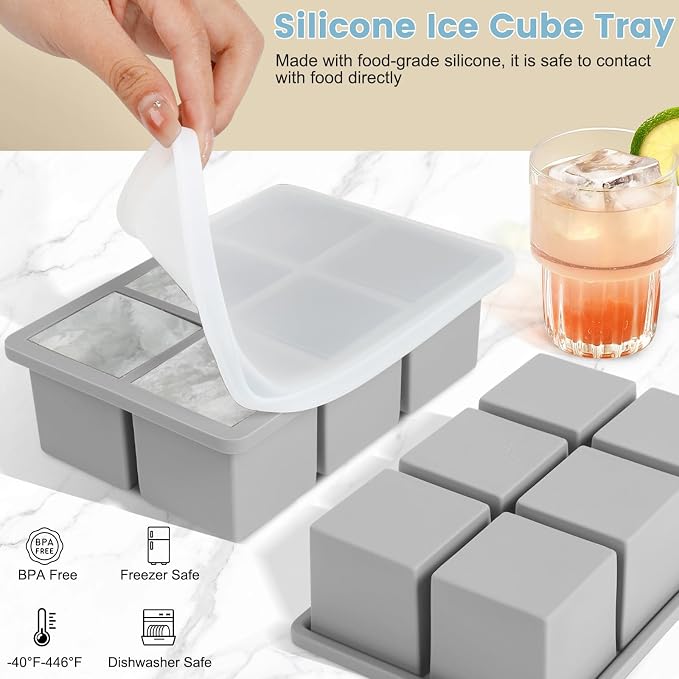 Large Silicone Ice Cube Tray 3Pack, SAWNZC Big Square Ice Cube Molds - Image 3