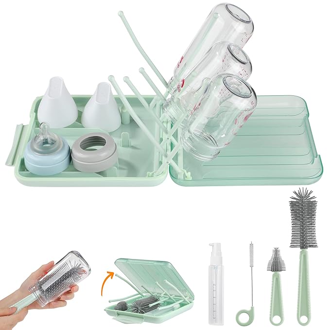 Bottle Brush Set -Baby Travel Essential-6 in 1 Bottle Cleaner Kit by MothersMust-haveGiftsList