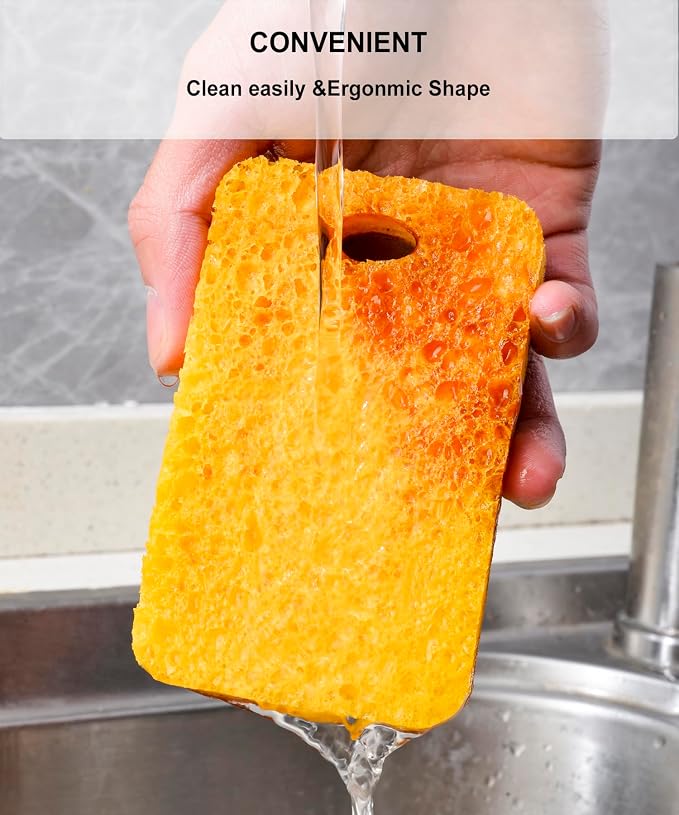 METUUTER 12-Count Scrub Sponges Kitchen Sponge Heavy Duty, Cellulose Sponges - Image 5