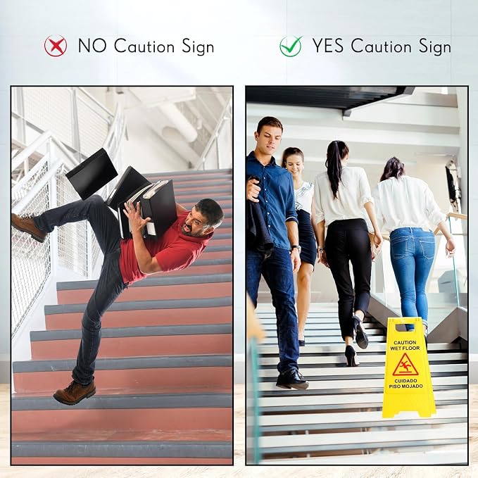 Macarrie 20 Pack Caution Wet Floor Sign Yellow Wet Floor Double Sided Signs - Image 6