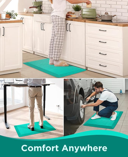 Ophanie Kitchen mats for Floor, 3/4 inch Thick, Kitchen Rugs, 20''x48'' Anti Fatigue Standing Cushioned Mat, Waterproof,Comfort Ergonomic mat for Office, Home, Sink, Teal Non-Slip Bottom