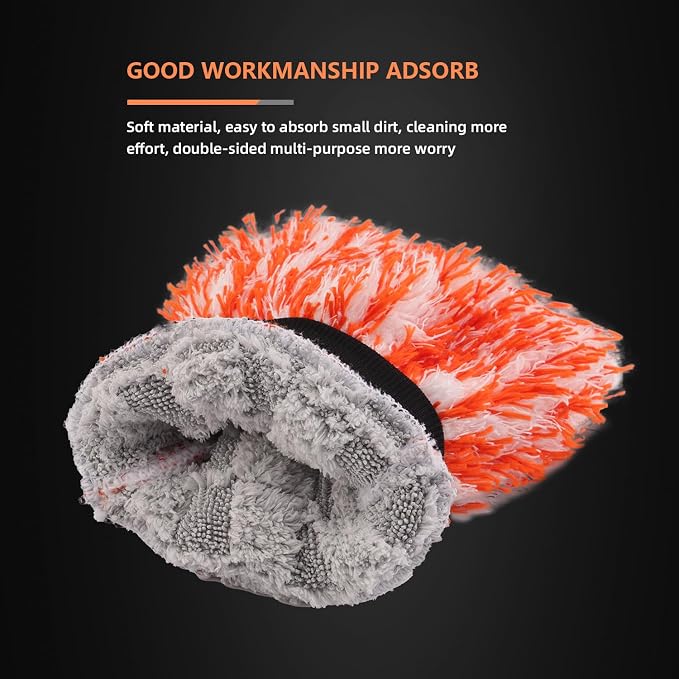 SPTA Microfiber Car Wash Mitt, Plush Fiber Cloth Material, Safe Washing - Image 4