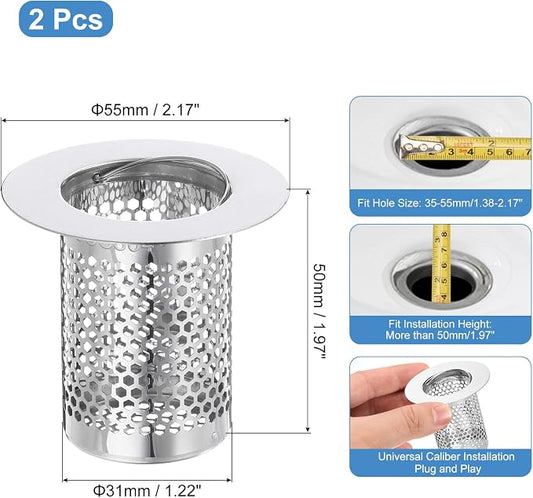 uxcell 2 Pack Shower Drain Strainers, Fit Hole Size 1.38" to 2.17" - Image 2