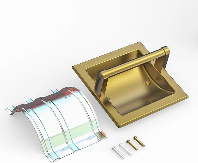 Recessed Gold Toilet Paper Holder, in Wall Toilet Paper Holder Pivoting - Image 8