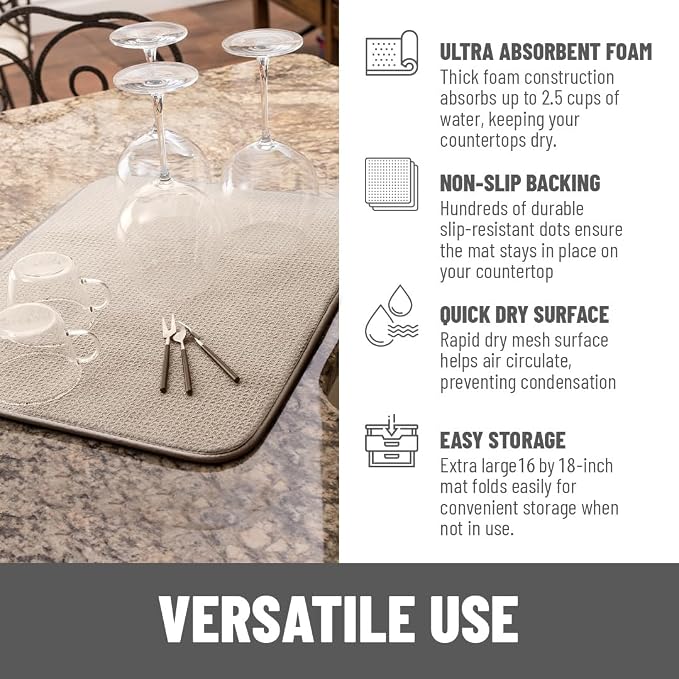 Bellemain XXL Dish Mat Microfiber Dish Drying Mat, Super absorbent - Image 4