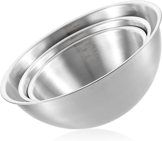 Stainless Steel Mixing Bowls 3 Packs Nesting Baking Supplies Small Thicker by Unknown