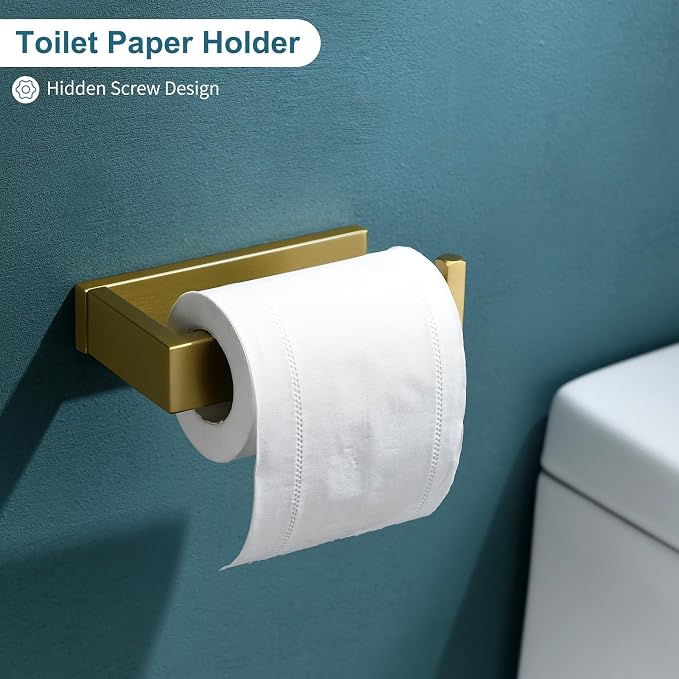 TNOMS 4-Piece Modern Gold Bathroom Hardware Accessories Set - Image 4