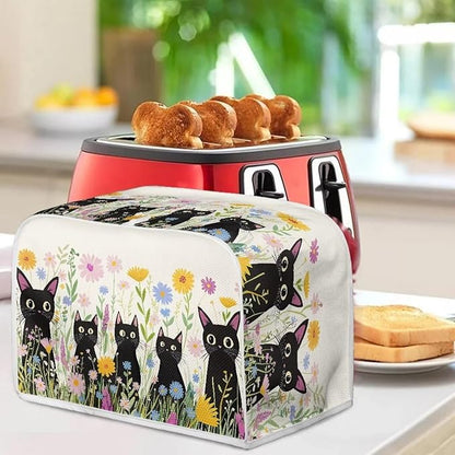 Black Cat Printed Toaster Cover for Anti-Dust & Fingerprint Kitchen Small Appliance, Floral Printed Toaster Oven Cover Microwave Toaster Oven Cover Decor Accessories for Kitchen