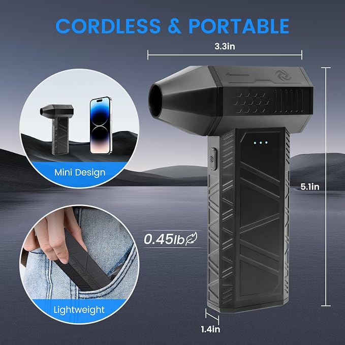 Compressed Air Duster, 3-Gear Electric Air Duster Rechargeable, Super Power Air - Image 4
