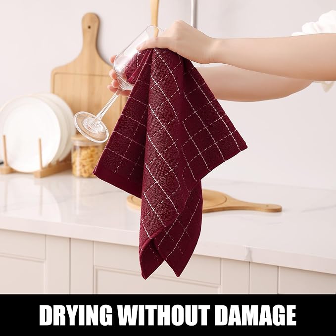 Homaxy 100% Cotton Terry Kitchen Towels, Checkered Designed, Soft and Super - Image 4