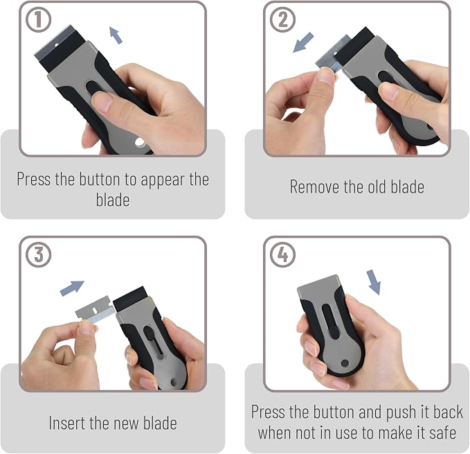 Bates- Razor Blade Scraper Tool, 2 Pack, 30 Extra Stainless Steel Blades - Image 4