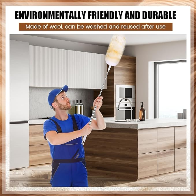 Remerry Lambswool Cleaning Duster Extendable Feather Duster 30-96 Inch - Image 4