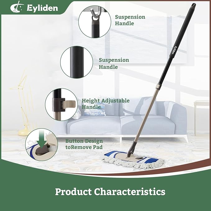 Eyliden Dust Mop with Reusable Washable Pads - Image 5