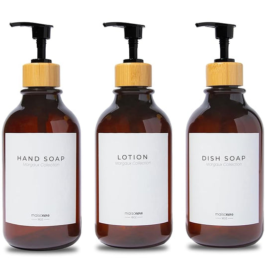 MaisoNovo Refillable Shampoo and Conditioner Bottles | 16.9 fl oz Set of 3 by MaisoNovo-TheArtofSustainableLiving