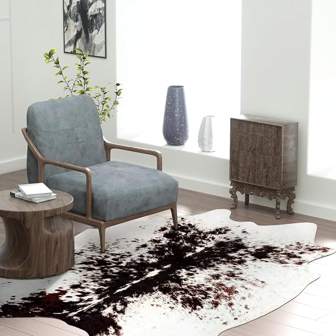 MACEVIA Faux Cowhide Rug Cute Cow Print Rugs Animal Area Carpet Western Decor - Image 2