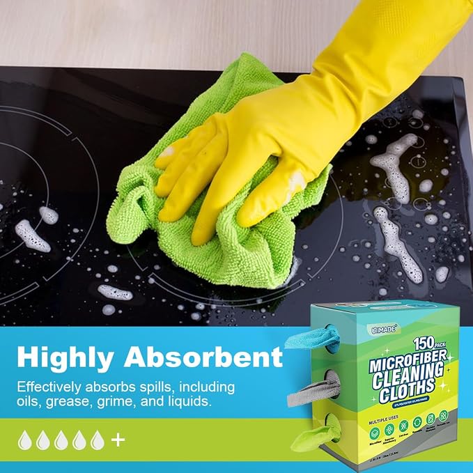 Microfiber Cleaning Cloth, 150 Pack Reusable Paper Towels Microfiber Towels - Image 3