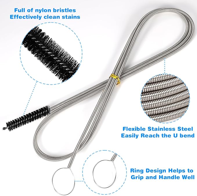 Cleaning Brushes Set, 10 Pieces 8 Inch Nylon Tube Brush + 60 Inch Flexible Long - Image 3