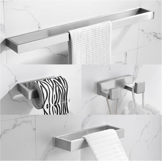TNOMS Brushed Bathroom Hardware Accessories Set 4 Pieces Brushed Nickel Towel by TNOMS