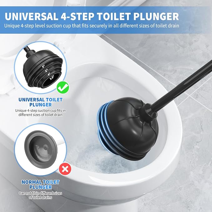 uptronic Toilet Plunger and Brush, Bowl Brush and Heavy Duty Toilet Plunger Set - Image 3