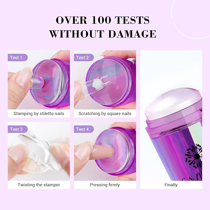 Saviland French Tip Nail Stamp: 5PCS Purple Radium Jelly Stamper Nail Art - Image 2