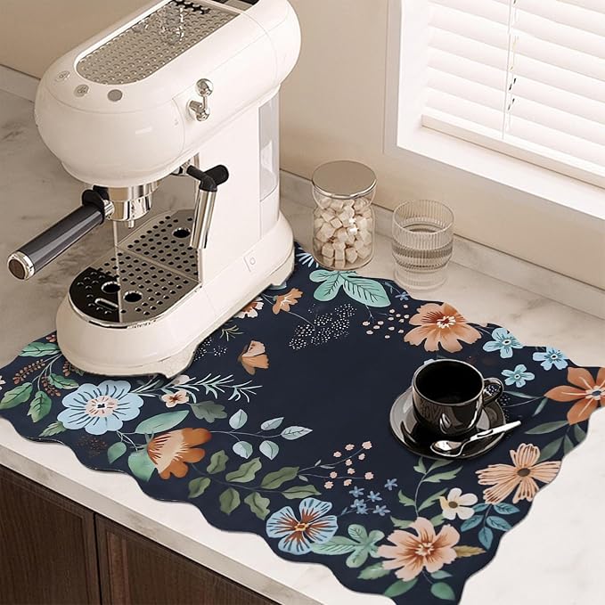 Scalloped Bohemian Coffee Bar Mat Dish Drying Mats - Image 9