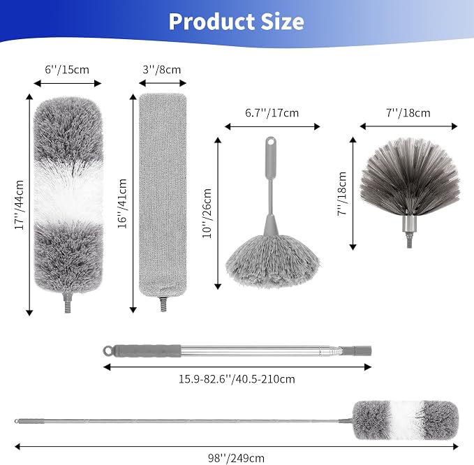 5PCS Dusters for Cleaning, Extendable Microfiber Duster - Image 2