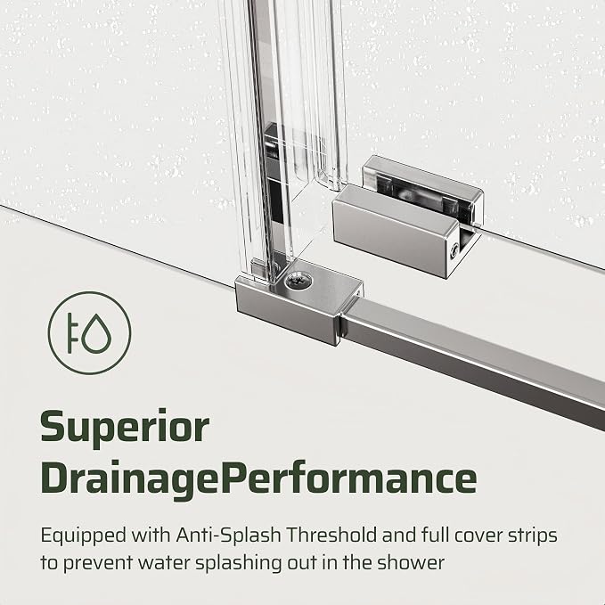 56-60" W x 74" H Frameless Shower Door, Bathroom Soft-Close Sliding Shower Doors - Image 7