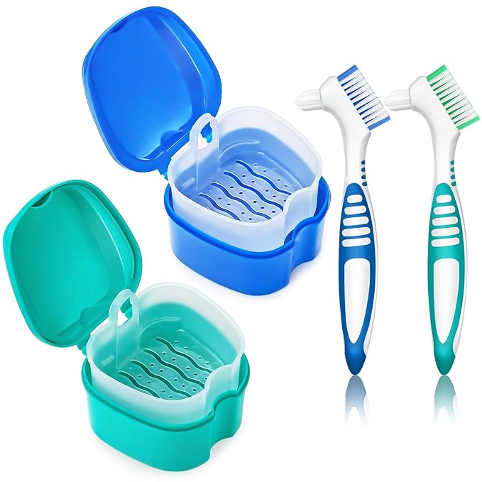 2 Pack Denture Bath Case Cup by EZEELAI