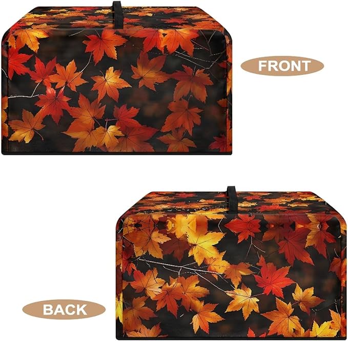 Microwave Oven Cover, Thanksgiving Maple Leaf Dustproof Machine Protector Decorative Kitchen Appliance Cover Waterproof Polyester Fabric for Most Countertop Microwaves Easy to Clean