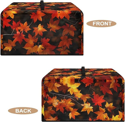 Microwave Oven Cover, Thanksgiving Maple Leaf Dustproof Machine Protector Decorative Kitchen Appliance Cover Waterproof Polyester Fabric for Most Countertop Microwaves Easy to Clean
