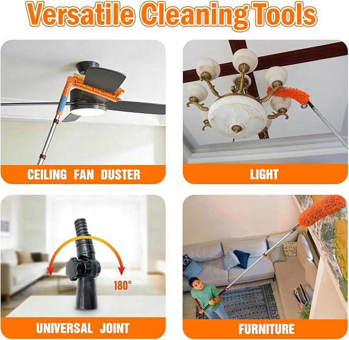 26FT Reach Ceiling Fan Cleaner Duster, Fan Blade Cleaner Kit - Image 5