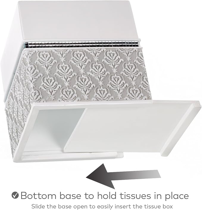 Creative Scents Mirror Damask Square Tissue Box Cover - Image 3