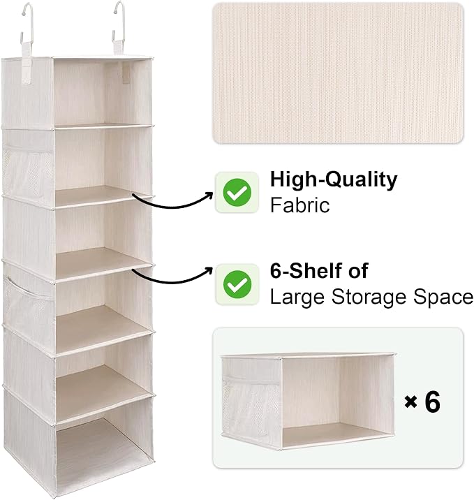 StorageWorks 6-Shelf Hanging Closet Organizer, Hanging Shelves - Image 6